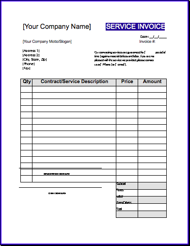 free contractors invoice forms